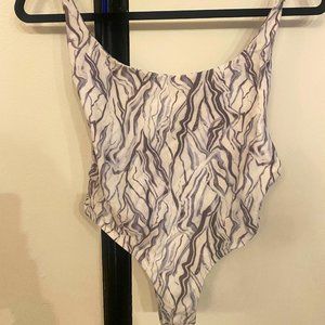 Cantik Swimwear, one piece, blue white marble, small